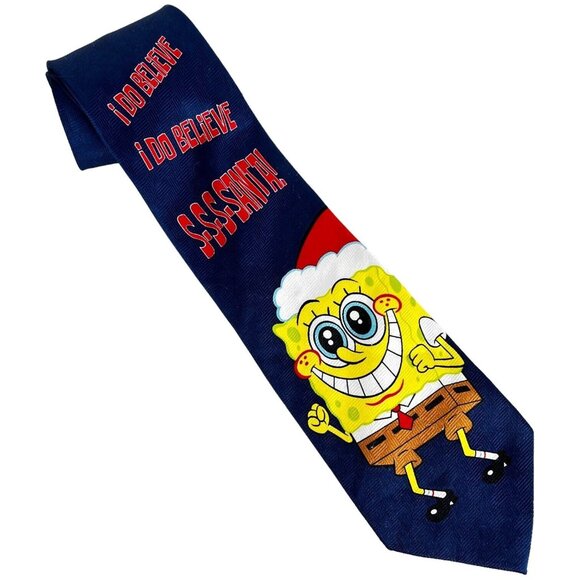 Nickelodeon Other - Nickelodeon SpongeBob SquarePants Christmas Tie I Do Believe Santa Mens Necktie
